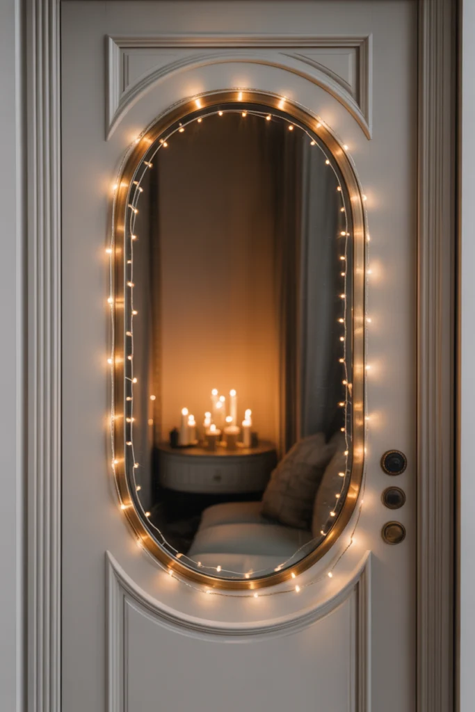 Décoration porte avec miroir parfaitement proportionné