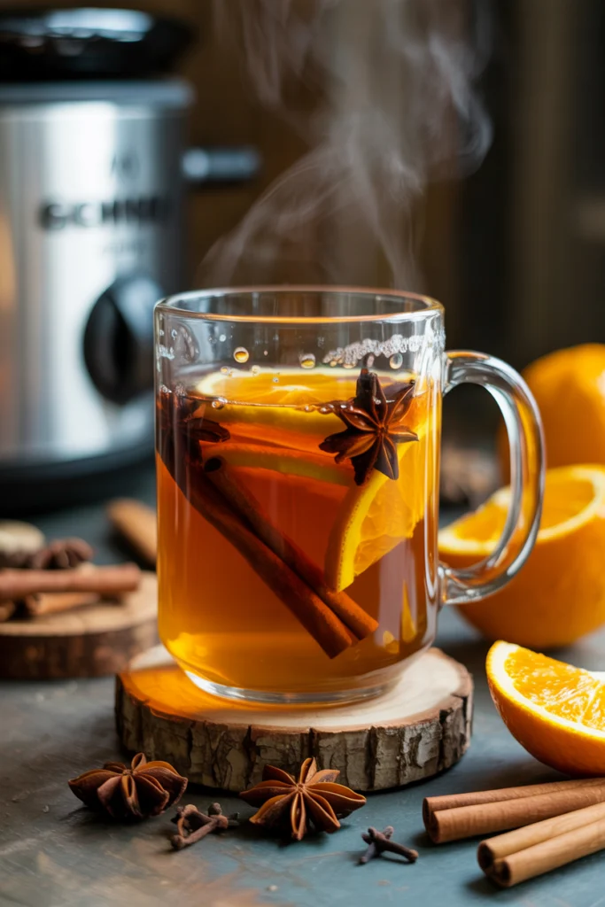 Parfum maison avec boisson chaude aux épices : cannelle, badiane et orange