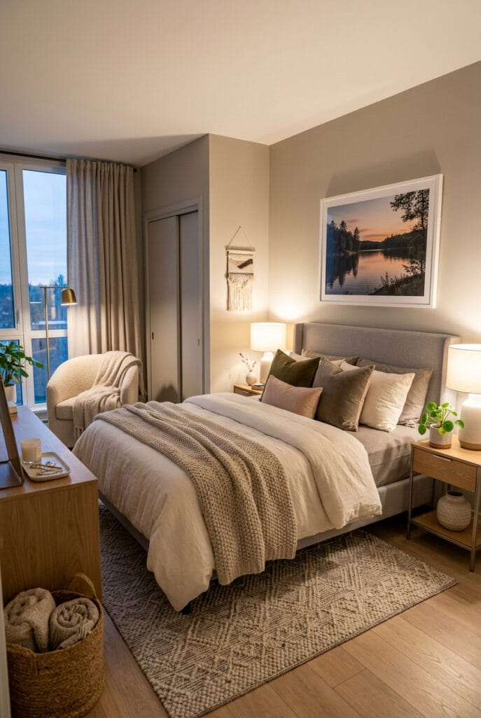 Chambre cosy avec literie en flanelle et coton douce et chaleureuse