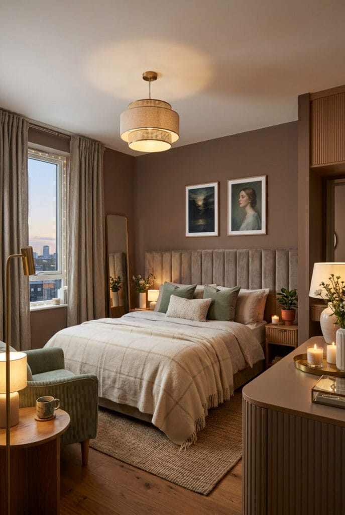 Idée déco chambre adulte couleur taupe, ambiance neutre et chaleureuse