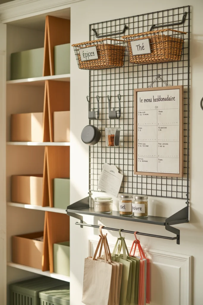 Aménagement cellier avec organisation verticale maline et rangements muraux