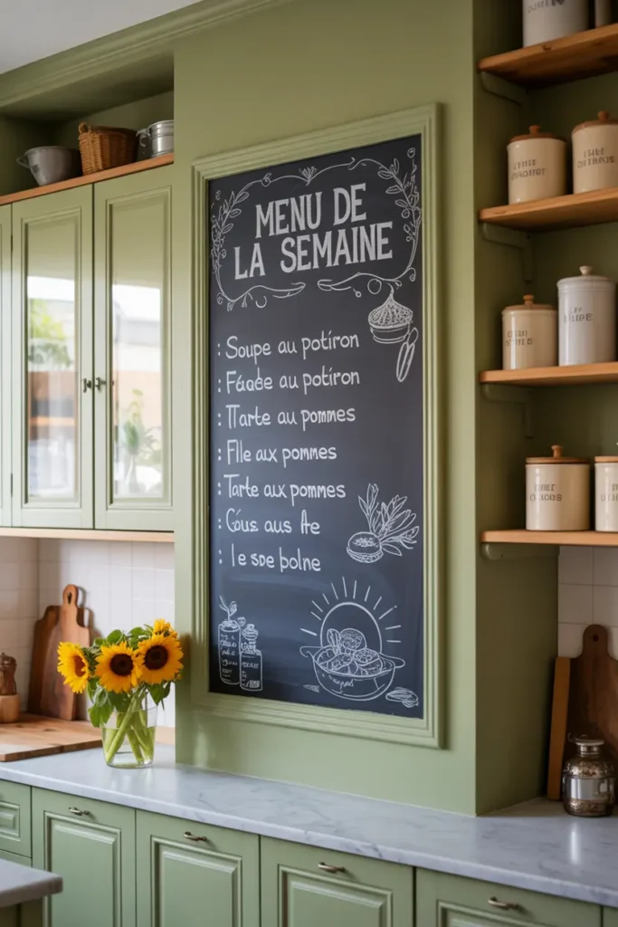 décoration cuisine avec frise à craie murale