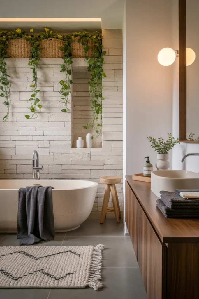 salle de bain naturelle textures modernes et douces