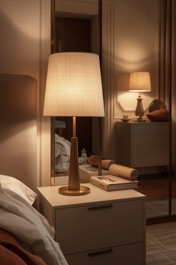 Chambre Romantique avec éclairage doux et lampes de chevet à abat-jour