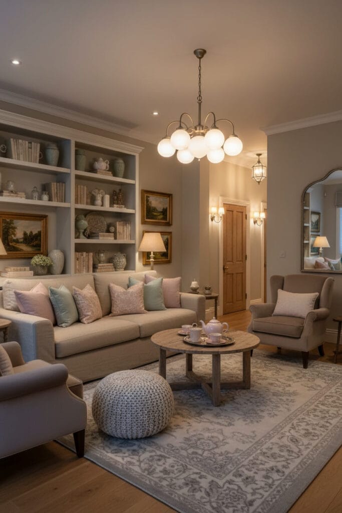Harmonie pastel et tons neutres dans une décoration cottage anglais