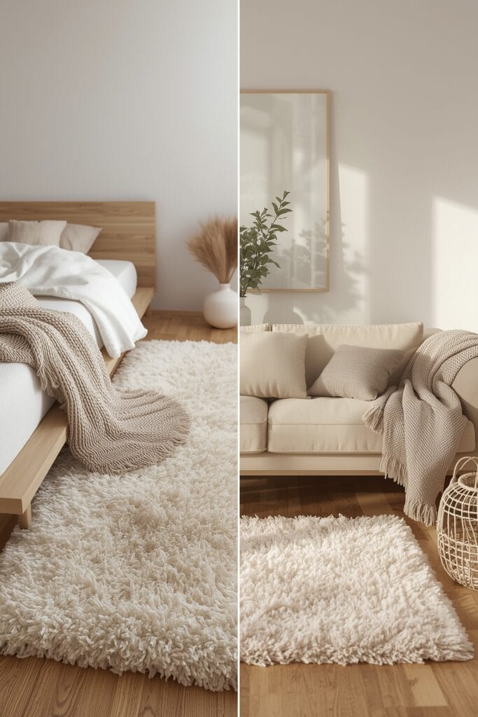 décoration hygge - tapis doux chambre et salon ambiance cosy