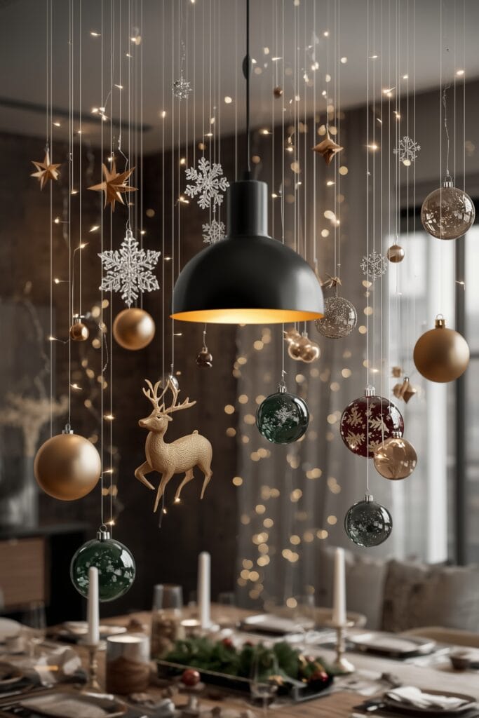 Decoration Noel : décorations suspendues créatives au plafond pour ambiance féérique