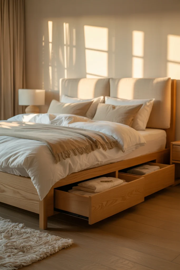 Lit cocooning avec rangements intégrés et tiroirs pratiques