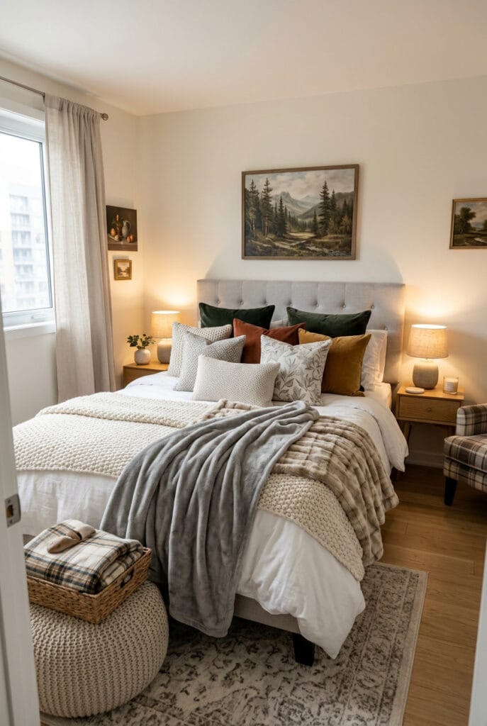 Collection plaids coussins velours polaire tricoté main nid douillet lit cocooning accueillant