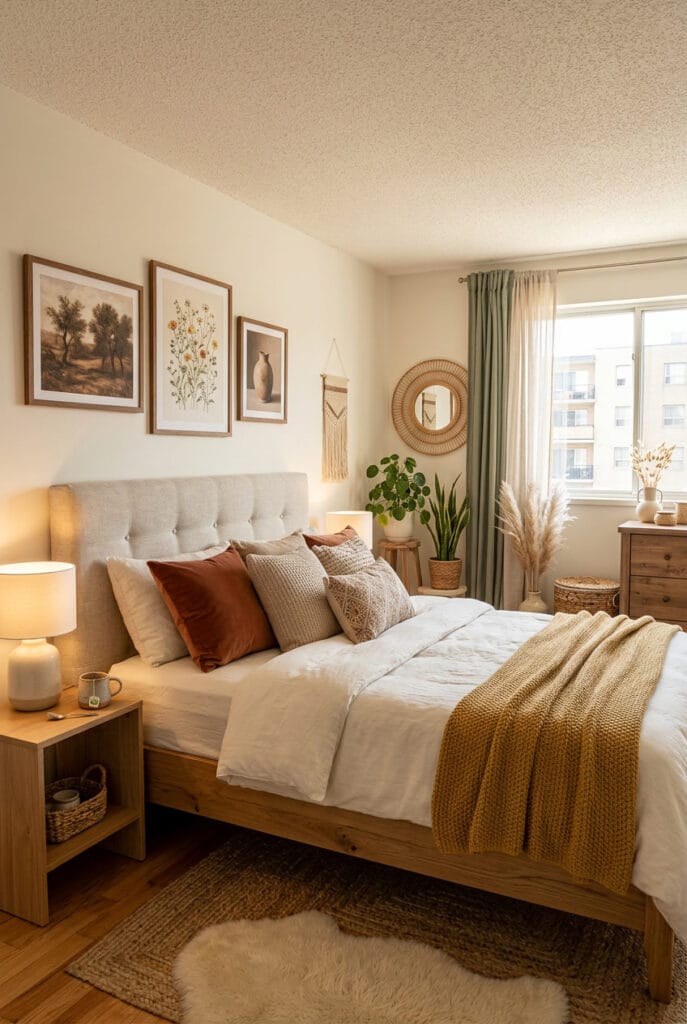 Tête de lit rembourrée velours lin lit cocooning tons apaisants pour moments de détente