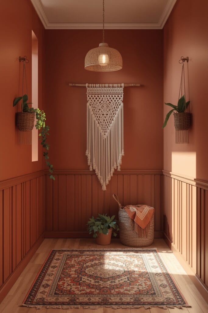 Peinture Couloir terracotta style bohème chic