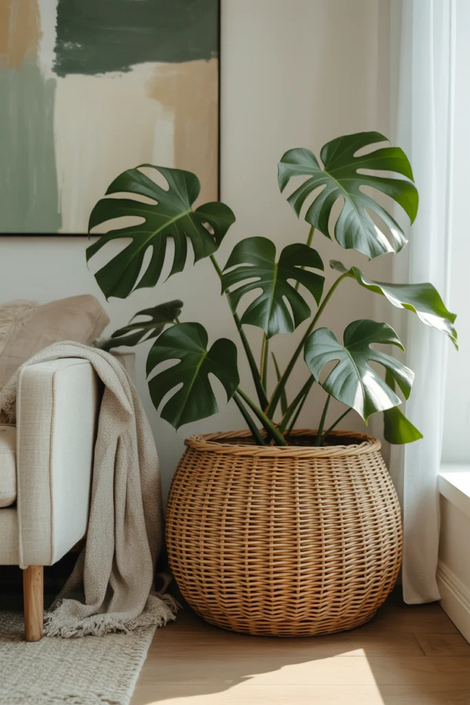 Rangement en Osier en cache-pot pour plante d'intérieur