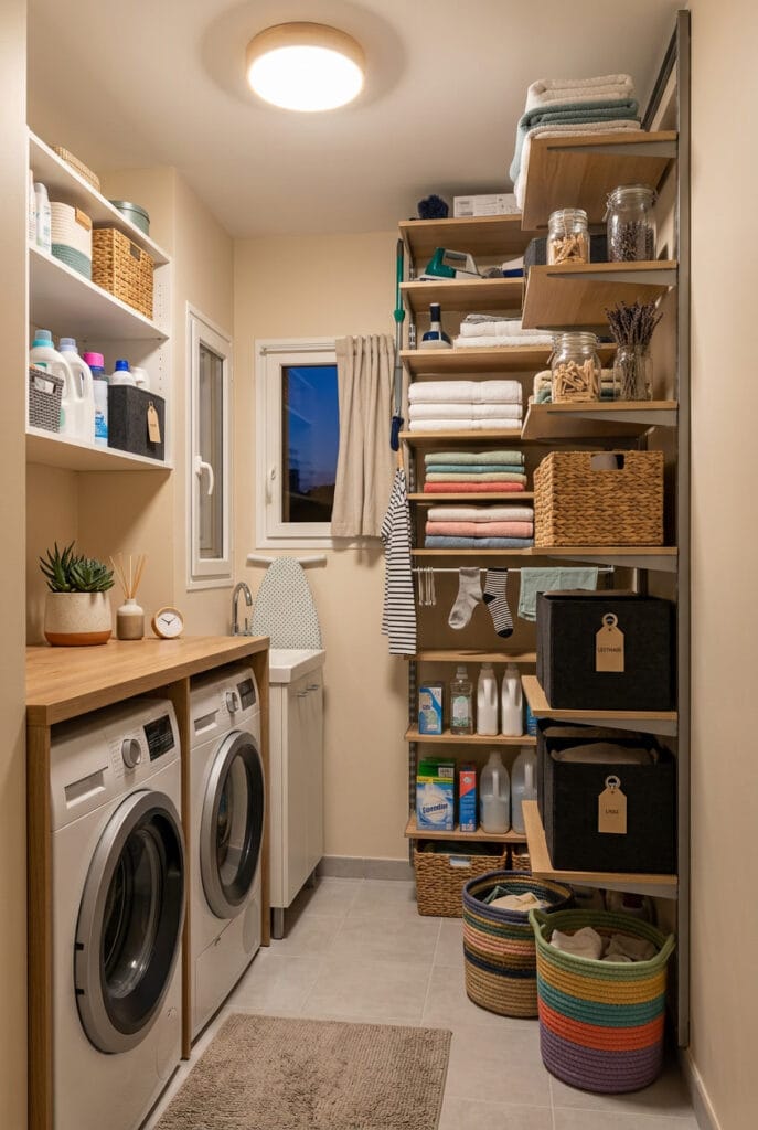 Colonne de rangement haute et modulable pour optimiser le rangement buanderie en hauteur