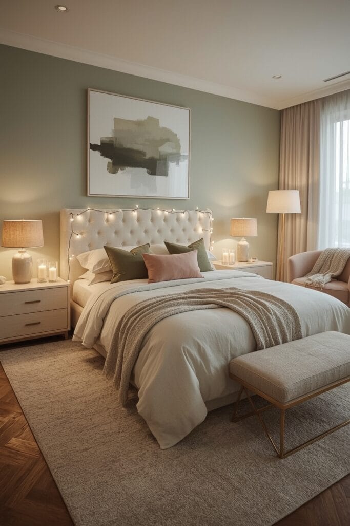 Chambre Parentale Cosy moderne avec éclairage tamisé du soir