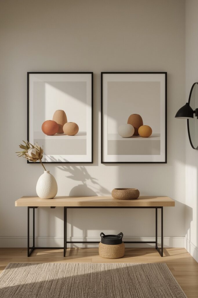 Tendance decoration interieure entrée natures mortes modernes art mural cosy