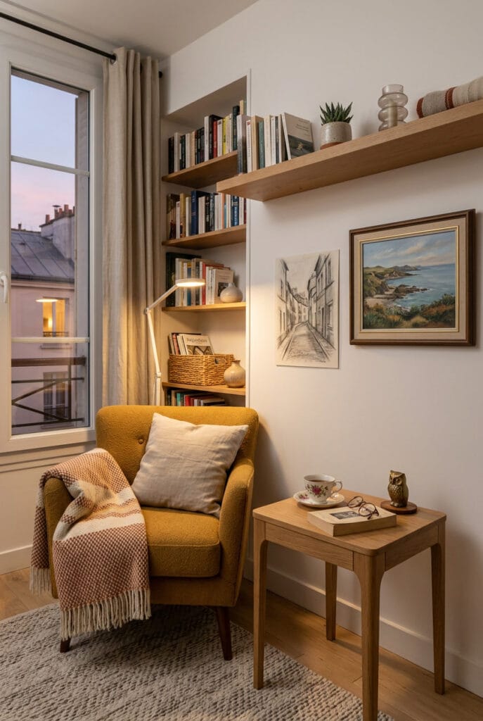 Objets personnels mis en scène avec sobriété sur une console, composition intimiste et authentique tendance deco