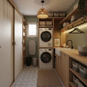 Aménager une buanderie fonctionnelle et cosy avec rangements optimisés et ambiance chaleureuse