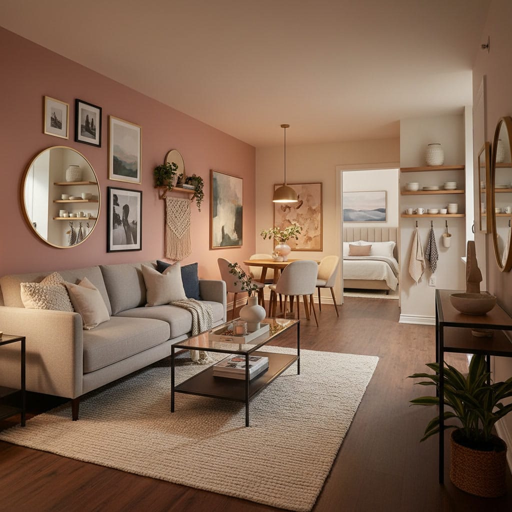 Decoration murale cosy et harmonieuse dans un appartement moderne et chaleureux