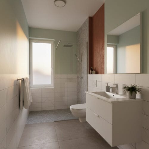 Peinture salle de bain harmonieuse associant couleurs tendances et finitions adaptées à une pièce humide