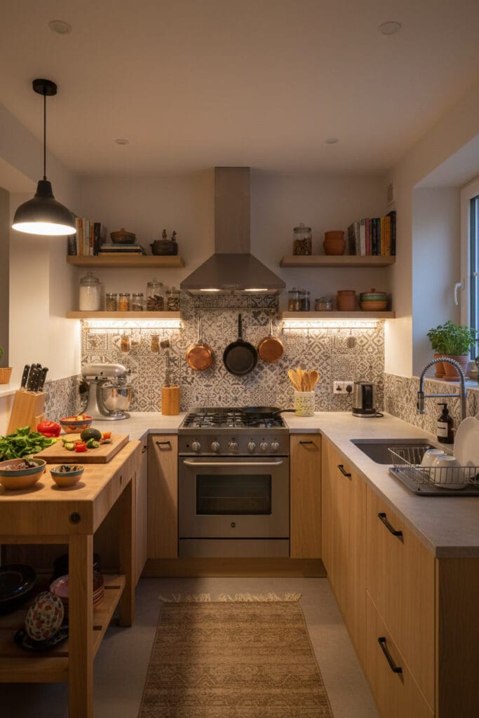 Aménagement en triangle fonctionnel dans une petite cuisine moderne