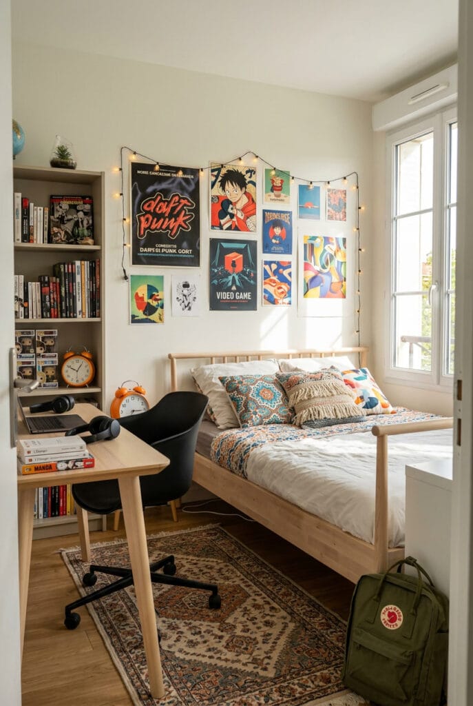 Deco chambre ado avec mélange de styles moderne et rétro harmonieux