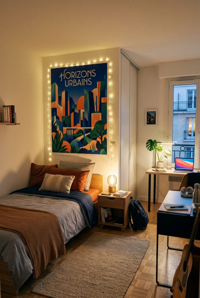 Deco chambre ado structurée autour d'un point focal visuel dominant