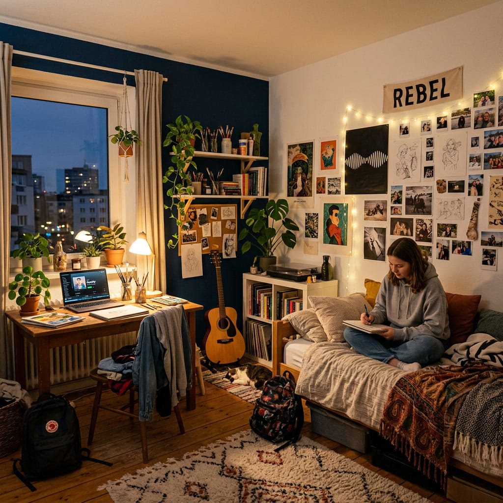 Deco chambre ado stylée avec une ambiance moderne et une décoration qui reflète la personnalité.