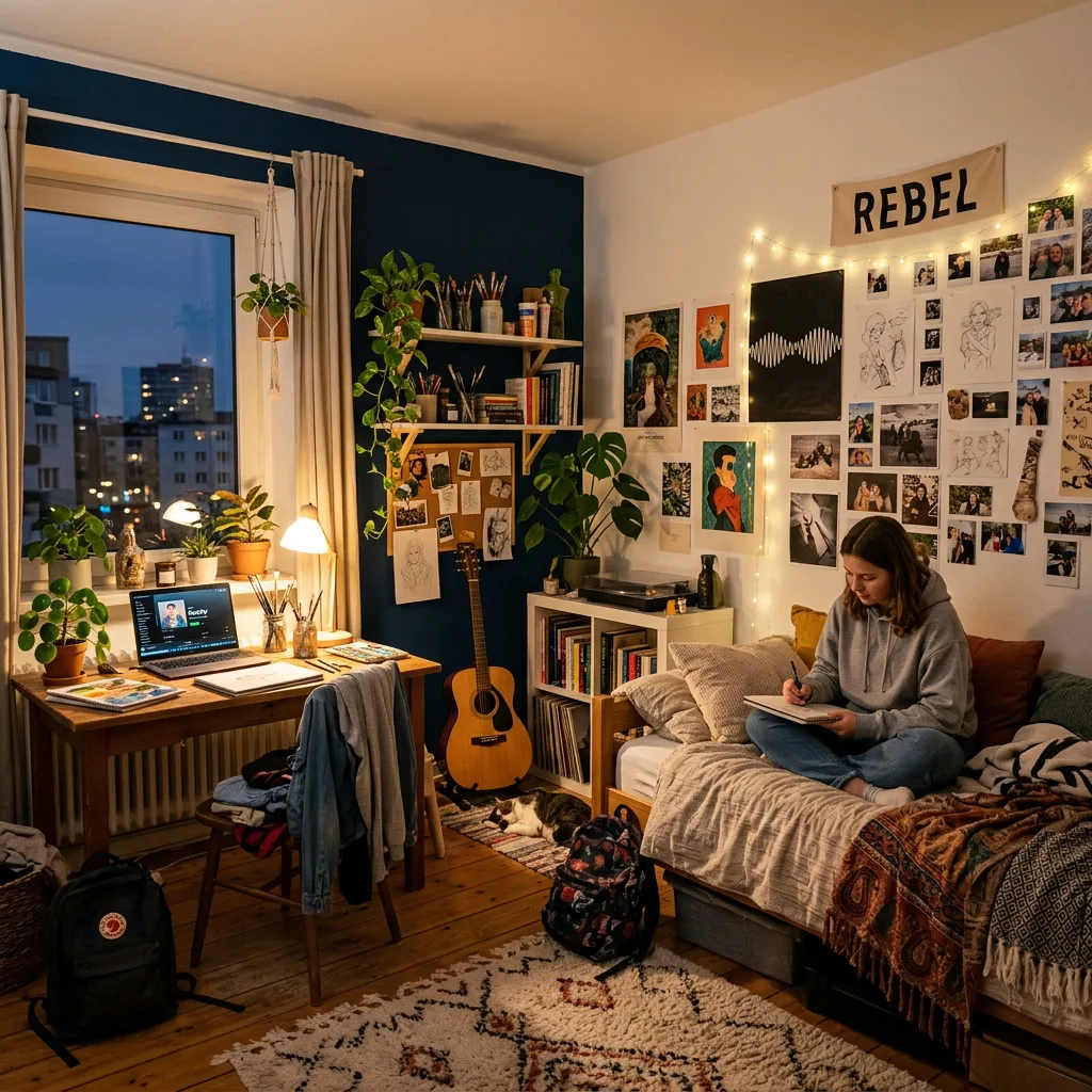 Deco chambre ado stylée avec une ambiance moderne et une décoration qui reflète la personnalité.