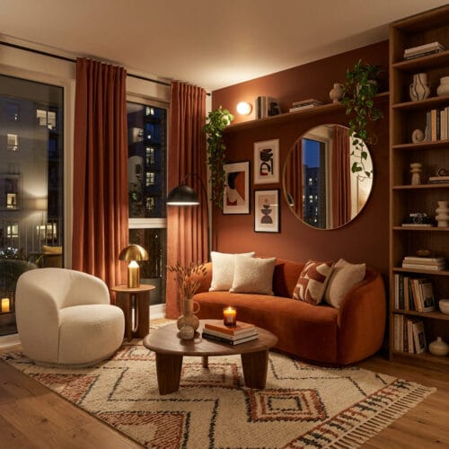 Petit salon cosy et chaleureux décoré avec des astuces de décorateur