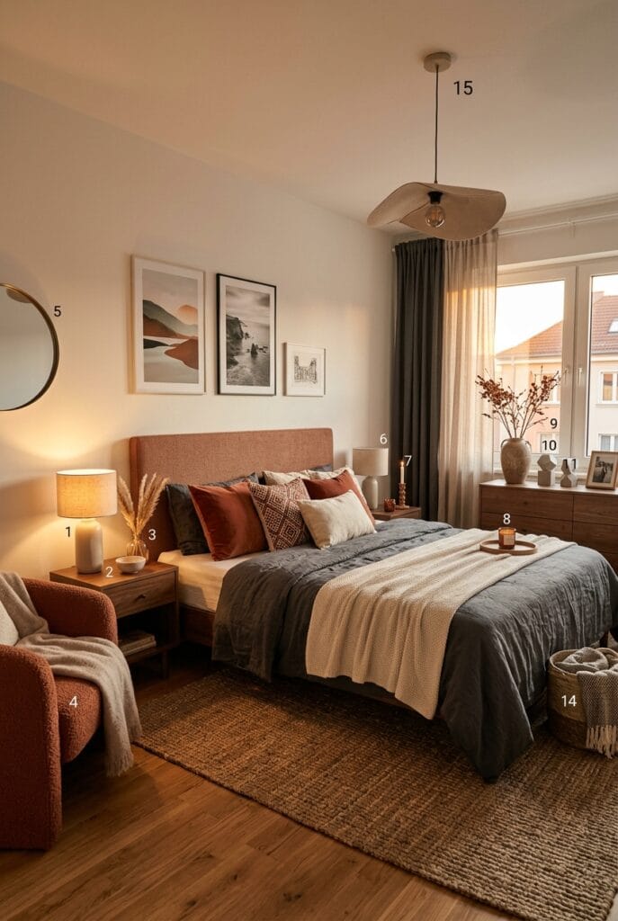 Déco chambre adulte avec un style assumé et une identité visuelle forte et harmonieuse